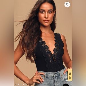 Ravalli Black Lace Ribbed Sleeveless Bodysuit